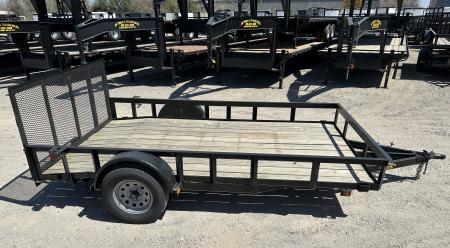 New 2025 Road Boss 83"x12' Single Axle With Dove tail, 3' gate & flip jack Utility Trailer