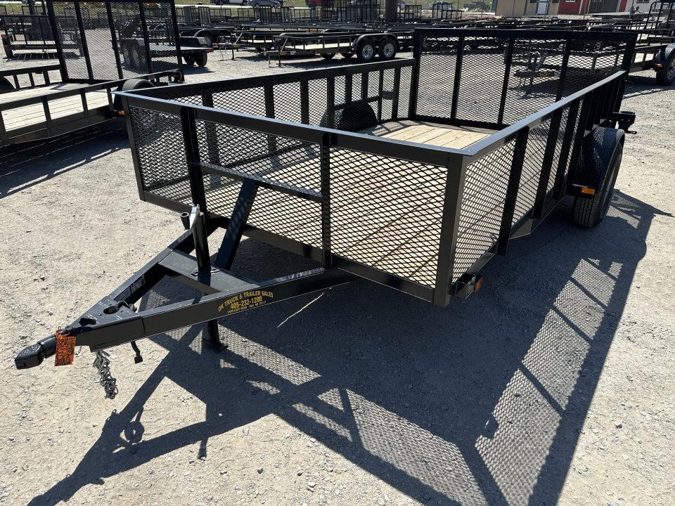 New 2026 Road Boss 83"x12' Single Axle 2' Mesh Sides, Dove tail & 3' gate Utility Trailer