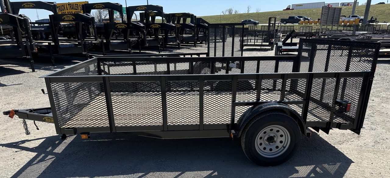 New 2026 Road Boss 83"x12' Single Axle 2' Mesh Sides, Dove tail & 3' gate Utility Trailer