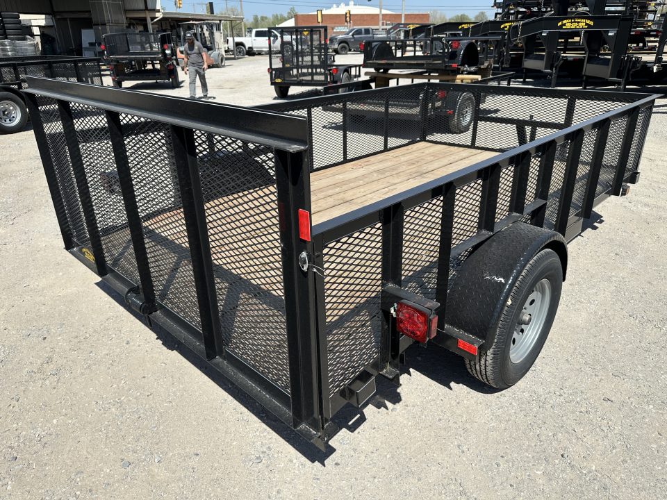 New 2026 Road Boss 83"x12' Single Axle 2' Mesh Sides, Dove tail & 3' gate Utility Trailer