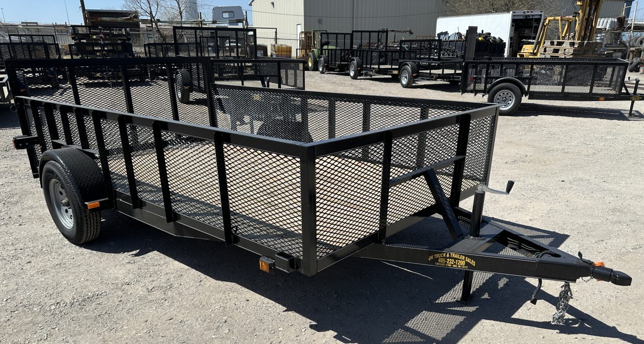 New 2026 Road Boss 83"x12' Single Axle 2' Mesh Sides, Dove tail & 3' gate Utility Trailer