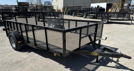 New 2026 Road Boss 83"x12' Single Axle 2' Mesh Sides, Dove tail & 3' gate Utility Trailer