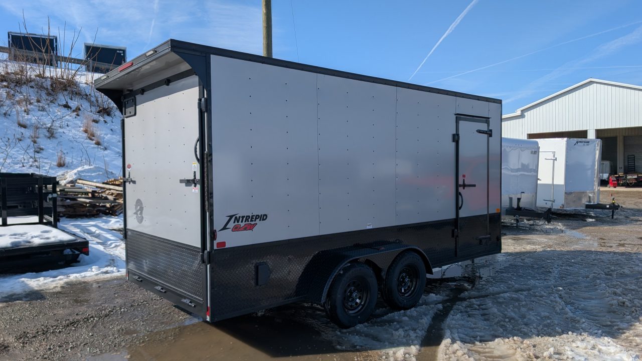 New 2026 Homesteader 7x16 Intrepid "OHV" V-Nose Cargo Trailer w/ Ramp Door (84" INSIDE)