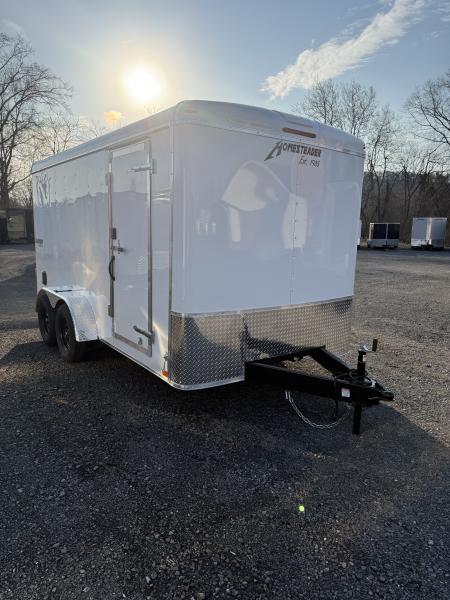 New 2026 Homesteader 7x14 Cargo Trailer - SWING Door - WHITE