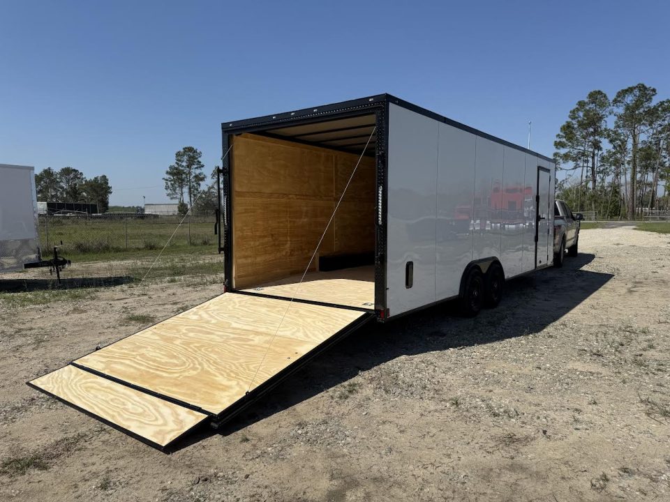 New 8.5x24 Titanium Cargo Trailer - White Blackout Enclosed Trailer