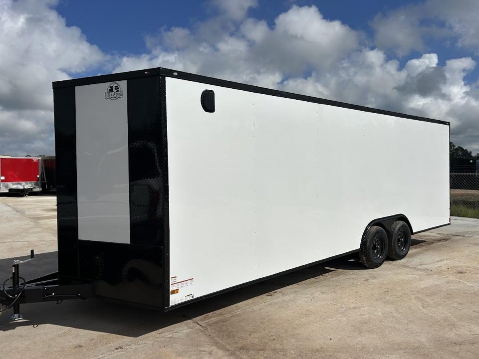 New 8.5x24 Titanium Cargo Trailer - White Blackout Enclosed Trailer