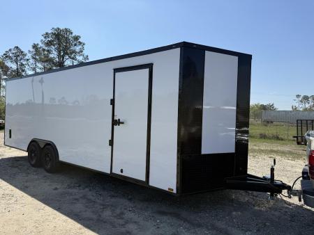 New 8.5x24 Titanium Cargo Trailer - White Blackout Enclosed Trailer