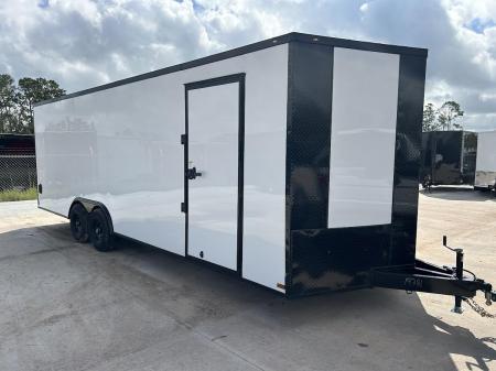 New 8.5x24 Titanium Cargo Trailer - White Blackout Enclosed Trailer