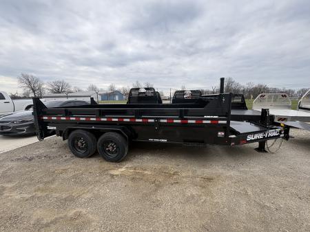 New 2026 Sure-Trac 7 x 16 Pro Series Telescopic Dump 17.6K W/HYDRAULIC JACK Dump Trailer
