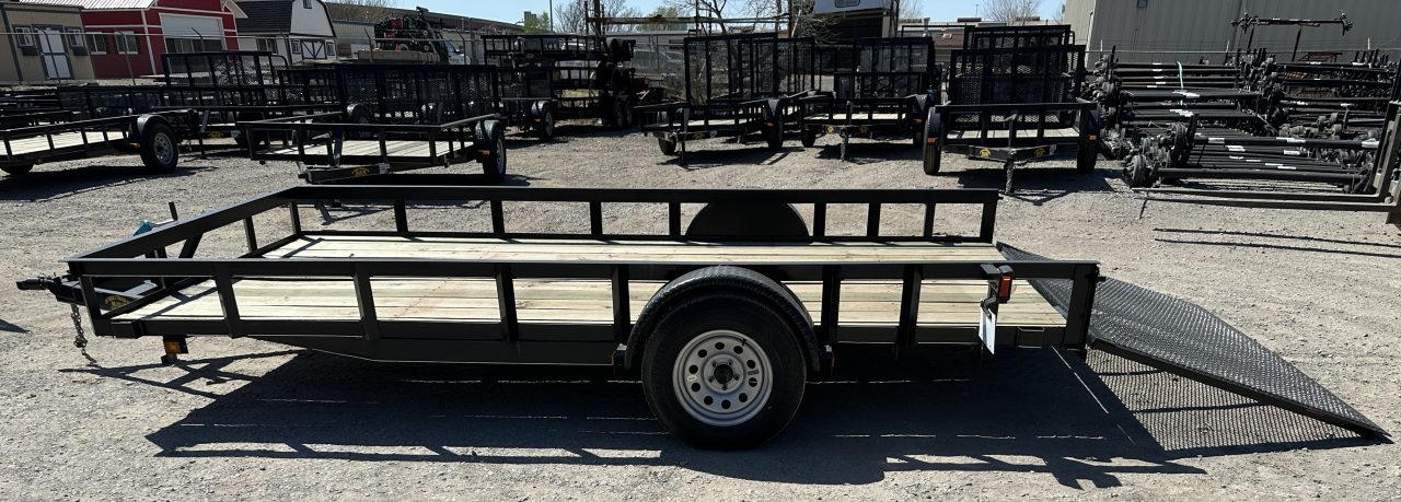New 2025 Road Boss 83"x14' Single Axle with 4' Spring Assisted Gate Utility Trailer
