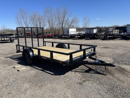 New 2026 HTC 6 X 12 FT STEEL UTILITY TRAILER SPRING ASSIST GATE LED LIGHTS