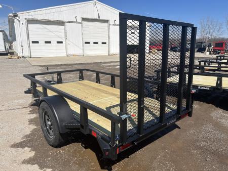 New 2026 HTC 5 X 10 FT STEEL UTILITY TRAILER SPRING ASSIST GATE LED LIGHTS