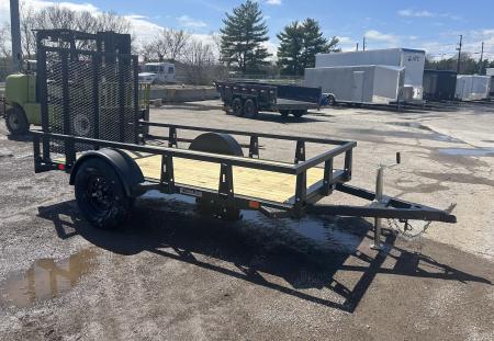 New 2026 HTC 5 X 10 FT STEEL UTILITY TRAILER SPRING ASSIST GATE LED LIGHTS