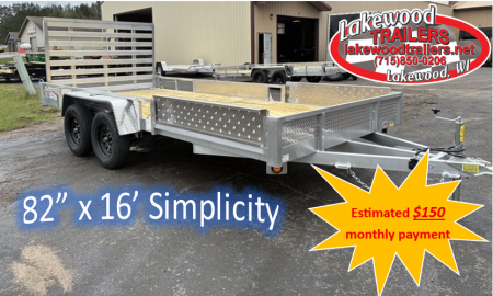 New 2027 Quality Aluminum 82" x 16' TA 7K Utility Trailer