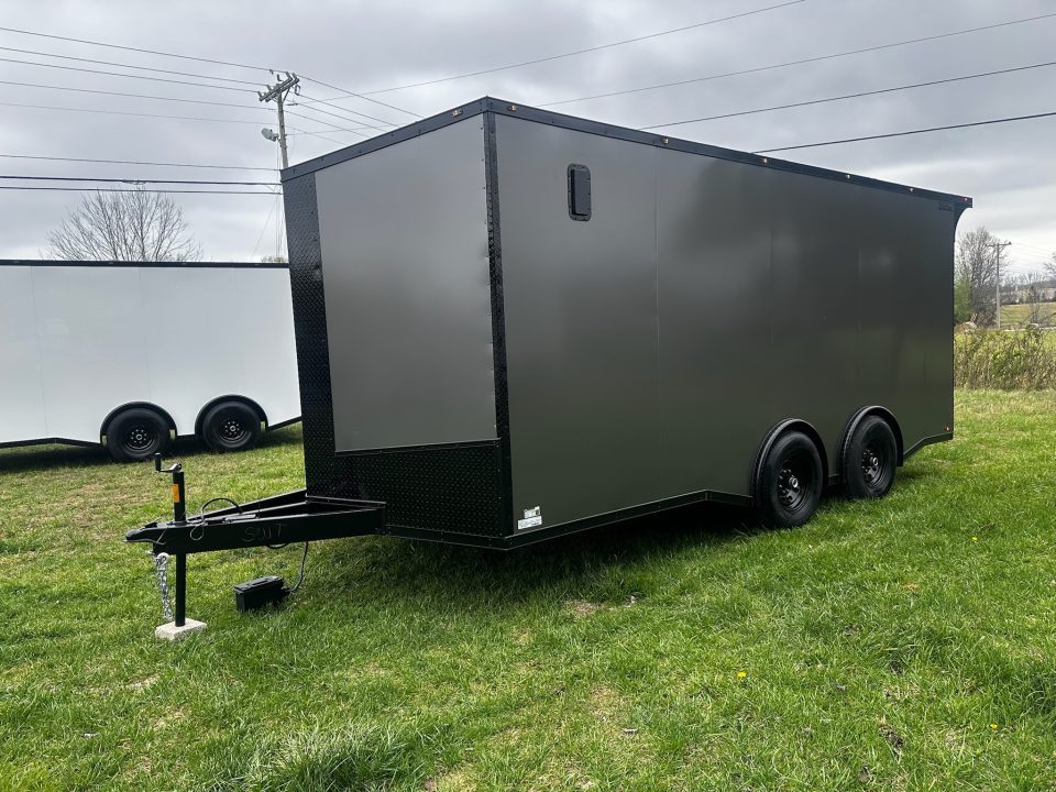 New 2026 Luxe 8.5X18 Race Trailer- Finished Interior-5200LB Torsion Axles-Charcoal Poly-Blackout