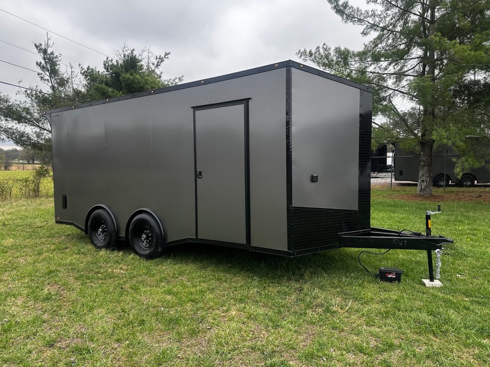 New 2026 Luxe 8.5X18 Race Trailer- Finished Interior-5200LB Torsion Axles-Charcoal Poly-Blackout