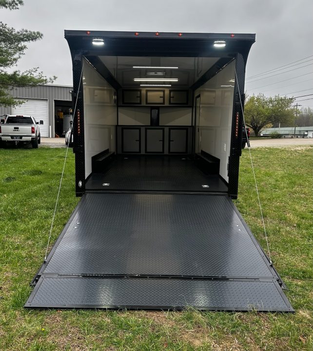 New 2026 Luxe 8.5X18 Race Trailer- Finished Interior-5200LB Torsion Axles-Charcoal Poly-Blackout