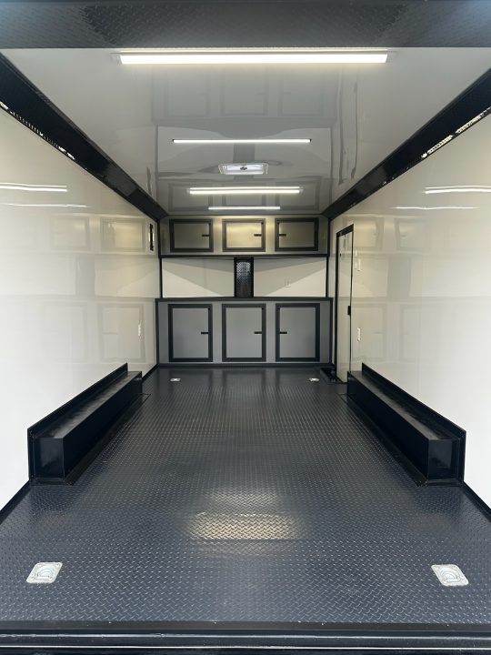 New 2026 Luxe 8.5X18 Race Trailer- Finished Interior-5200LB Torsion Axles-Charcoal Poly-Blackout