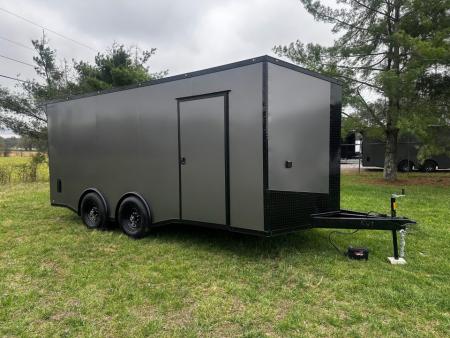 New 2026 Luxe 8.5X18 Race Trailer- Finished Interior-5200LB Torsion Axles-Charcoal Poly-Blackout