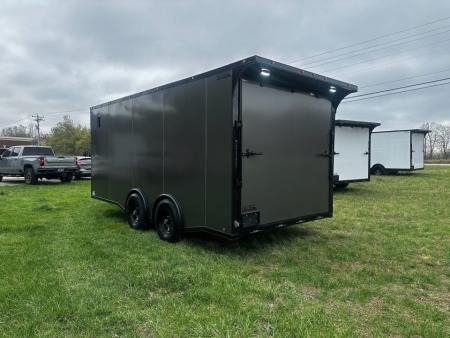 New 2026 Luxe 8.5X18 Race Trailer- Finished Interior-5200LB Torsion Axles-Charcoal Poly-Blackout