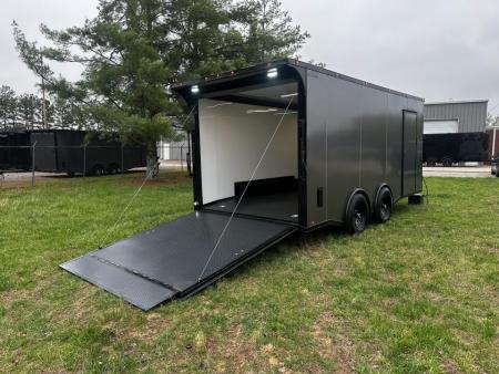 New 2026 Luxe 8.5X18 Race Trailer- Finished Interior-5200LB Torsion Axles-Charcoal Poly-Blackout