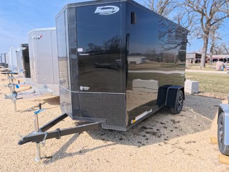 New 2026 Formula Trailers 6 x 12 x 6'6  Traverse Flat Top V-Nose Cargo / Enclosed with Black Aluminum Rim Wheels, Ramp Extension, D-Rings, Rear Flare with LED Loading Light, Composite Black w/Black Trim , 2990 lb. GVWR