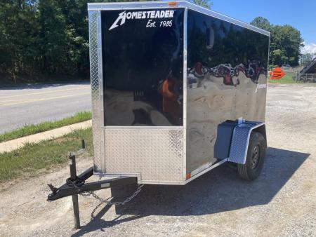New 2026 Homesteader Trailer / Intrepid Series / 5x8 / 5'6" Interior Height / Single Swing Rear Door / 32" Side Door / 24" Stoneguard / .030 Black Aluminum