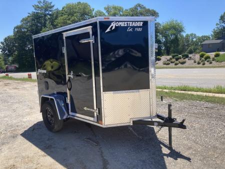 New 2026 Homesteader Trailer / Intrepid Series / 5x8 / 5'6" Interior Height / Single Swing Rear Door / 32" Side Door / 24" Stoneguard / .030 Black Aluminum