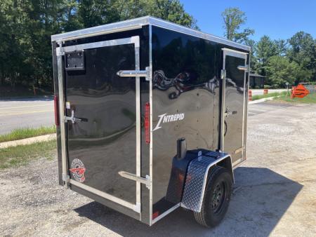 New 2026 Homesteader Trailer / Intrepid Series / 5x8 / 5'6  Interior Height / Single Swing Rear Door / 32  Side Door / 24  Stoneguard / .030 Black Aluminum