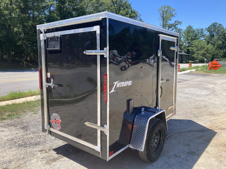 New 2026 Homesteader Trailer / Intrepid Series / 5x8 / 5'6" Interior Height / Single Swing Rear Door / 32" Side Door / 24" Stoneguard / Black Aluminum
