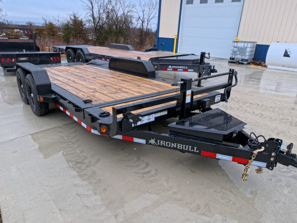 New 2026 Iron Bull 83 x 18 TLB Tilt Trailer with 2 -7,000 lb. Torsion Axles and 2 Elec. Brakes, 6" Channel Frame , 16' Tilt Deck and 2' Stationary - Black