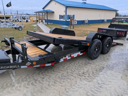 New 2026 Iron Bull 83 x 18 TLB Tilt Trailer with 2 -7,000 lb. Torsion Axles and 2 Elec. Brakes, 6" Channel Frame , 16' Tilt Deck and 2' Stationary - Black