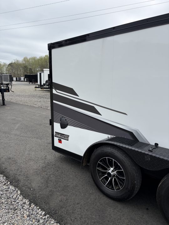 Used 2025 Haulmark 7x14 Low Hauler Motorcycle Trailer, Finished Interior With CONDOR Wheel Choks