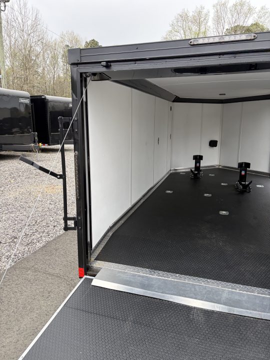 Used 2025 Haulmark 7x14 Low Hauler Motorcycle Trailer, Finished Interior With CONDOR Wheel Choks