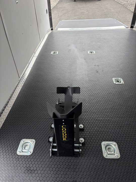 Used 2025 Haulmark 7x14 Low Hauler Motorcycle Trailer, Finished Interior With CONDOR Wheel Choks