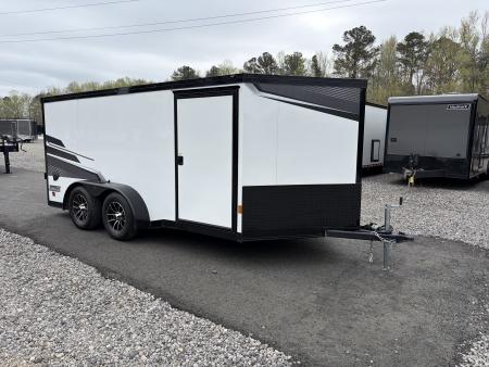 Used 2025 Haulmark 7x14 Low Hauler Motorcycle Trailer, Finished Interior With CONDOR Wheel Choks