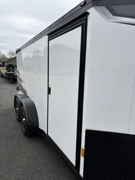 Used 2025 Haulmark 7x14 Low Hauler Motorcycle Trailer, Finished Interior With CONDOR Wheel Choks