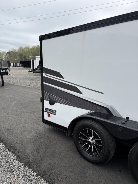 Used 2025 Haulmark 7x14 Low Hauler Motorcycle Trailer, Finished Interior With CONDOR Wheel Choks
