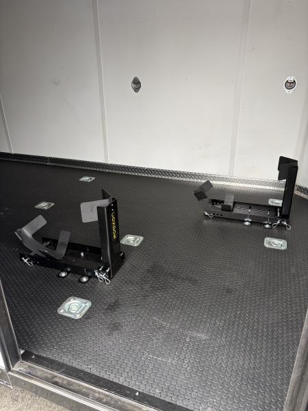 Used 2025 Haulmark 7x14 Low Hauler Motorcycle Trailer, Finished Interior With CONDOR Wheel Choks