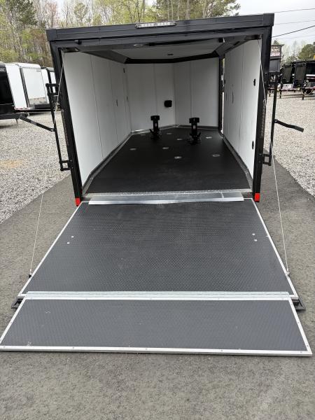 Used 2025 Haulmark 7x14 Low Hauler Motorcycle Trailer, Finished Interior With CONDOR Wheel Choks