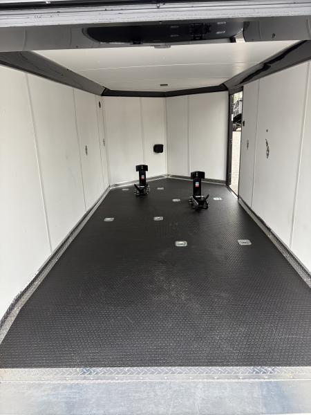 Used 2025 Haulmark 7x14 Low Hauler Motorcycle Trailer, Finished Interior With CONDOR Wheel Choks