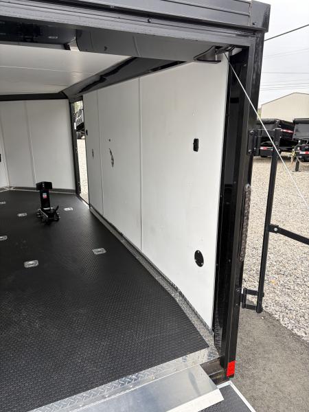 Used 2025 Haulmark 7x14 Low Hauler Motorcycle Trailer, Finished Interior With CONDOR Wheel Choks