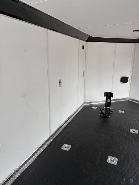 Used 2025 Haulmark 7x14 Low Hauler Motorcycle Trailer, Finished Interior With CONDOR Wheel Choks
