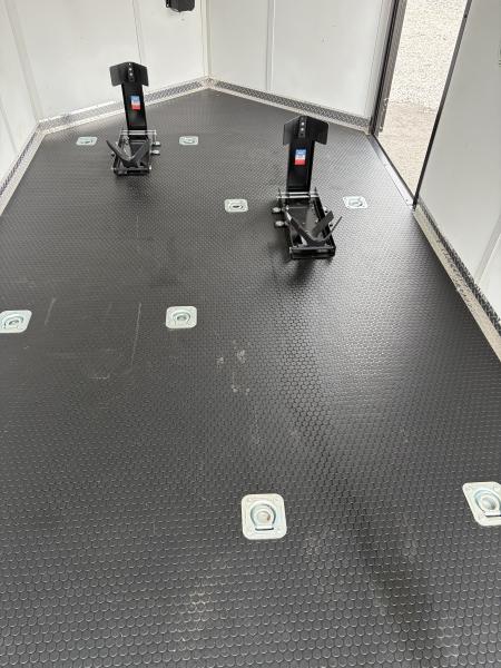 Used 2025 Haulmark 7x14 Low Hauler Motorcycle Trailer, Finished Interior With CONDOR Wheel Choks