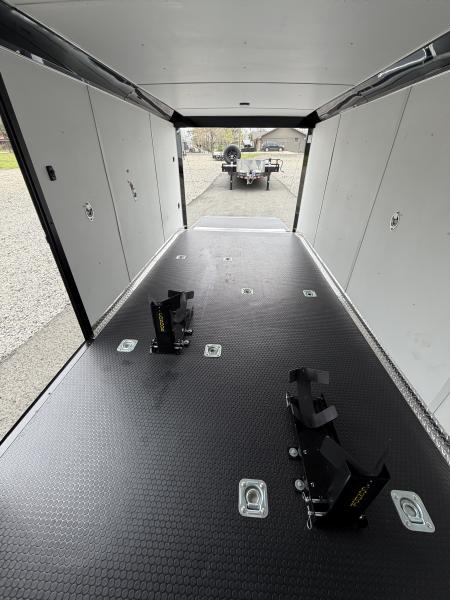 Used 2025 Haulmark 7x14 Low Hauler Motorcycle Trailer, Finished Interior With CONDOR Wheel Choks