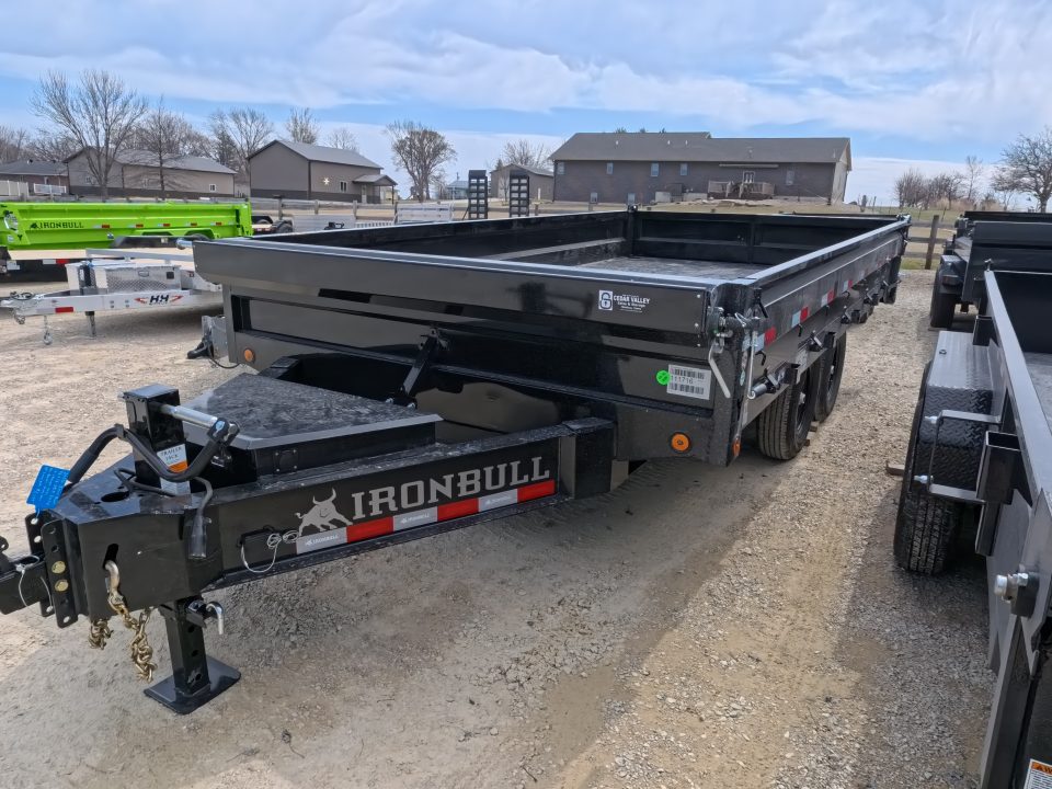 New 2026 Iron Bull 96 x 16 DDP Dump Trailer 2) 7K Straight Axles with 2 Electric Brakes, 18" 10 Gauge Fold Down Sides - Black