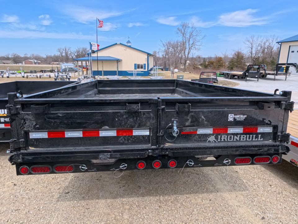 New 2026 Iron Bull 96 x 16 DDP Dump Trailer 2) 7K Straight Axles with 2 Electric Brakes, 18" 10 Gauge Fold Down Sides - Black