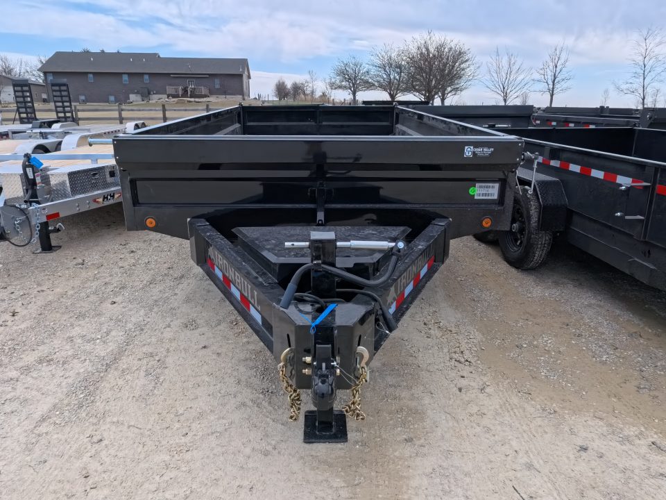 New 2026 Iron Bull 96 x 16 DDP Dump Trailer 2) 7K Straight Axles with 2 Electric Brakes, 18" 10 Gauge Fold Down Sides - Black