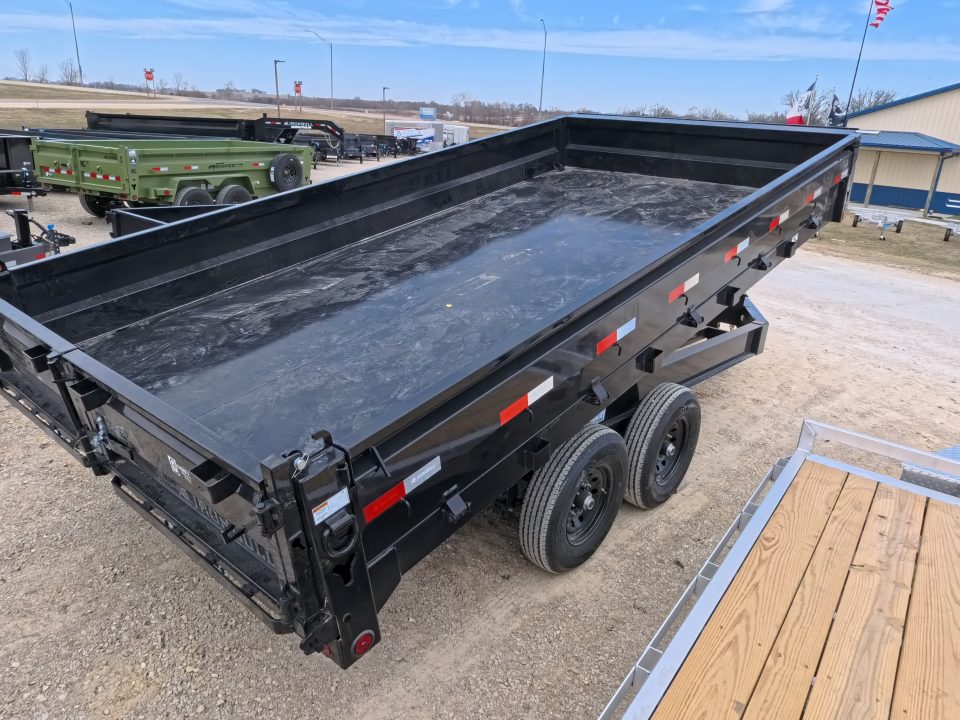 New 2026 Iron Bull 96 x 16 DDP Dump Trailer 2) 7K Straight Axles with 2 Electric Brakes, 18" 10 Gauge Fold Down Sides - Black