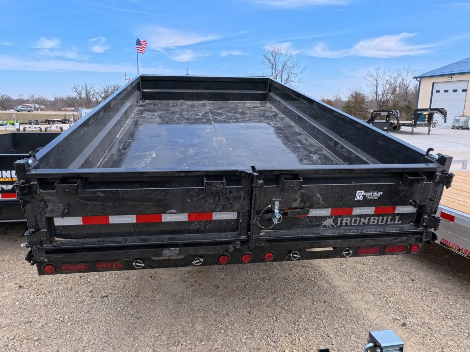New 2026 Iron Bull 96 x 16 DDP Dump Trailer 2) 7K Straight Axles with 2 Electric Brakes, 18" 10 Gauge Fold Down Sides - Black